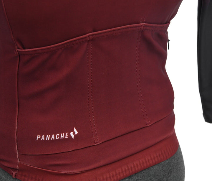 Panache Pro Thermal Long Sleeve Jersey Men 2XS Maroon Fade Road Mountain Bike