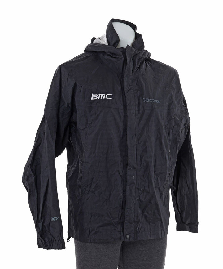 Marmot BMC Pro Cycling Team PreCip Rain Jacket Men MEDIUM Black Hood Lightweight