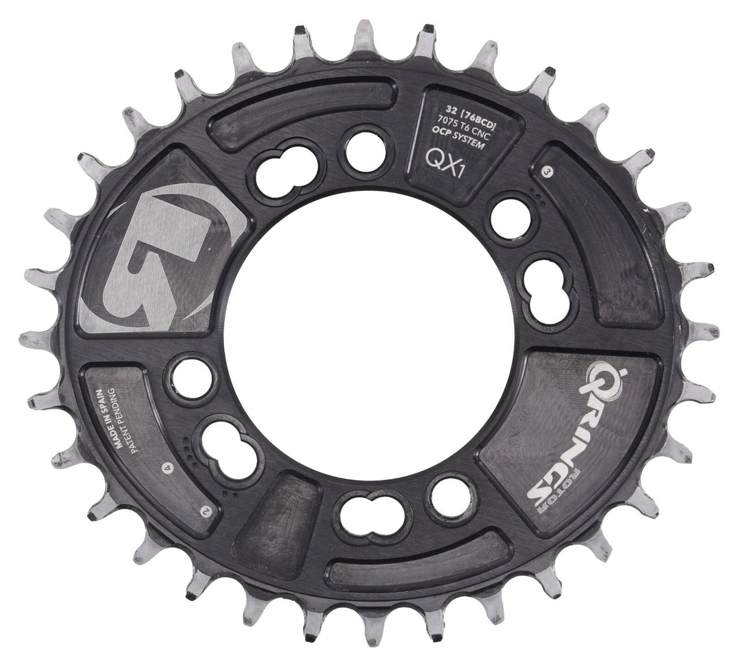 Rotor Q-Rings QX1 Oval Mtn Bike Chainring 9-12 Spd 32T 76mm BCD 4 Bolt OCP XC