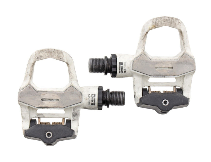 Look KEO 2 Max Steel Clipless Road Bike Pedals WHITE 3-Bolt Triathlon Cycling
