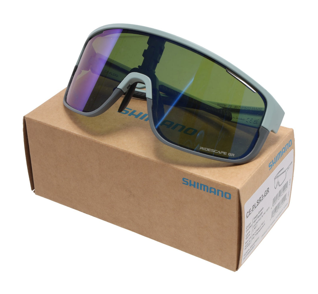 Shimano Pulsar Cycling Sunglasses Sage Green Ridescape GR Lens CE-PLSR3 Gravel