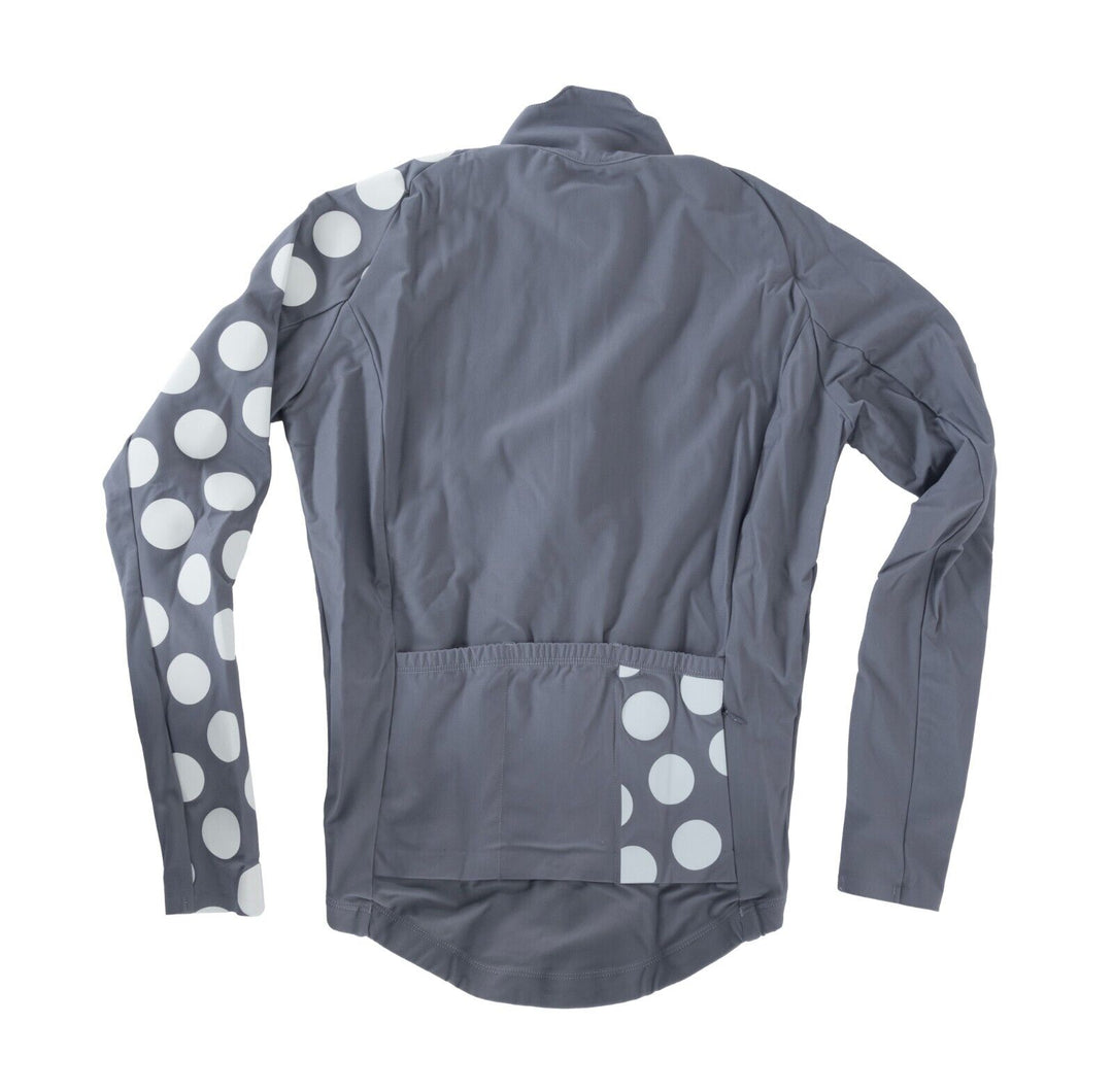 TIC CC Long Sleeve Thermal Jersey Men SMALL Gray Polka Dot Road Bike Gravel Race