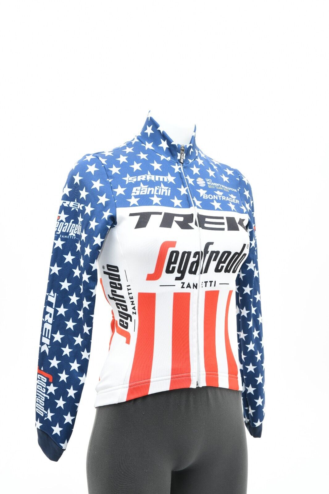 Santini Trek Segafredo Pro Cycling USA Champ Long Slv Thermal Jersey Women XXS