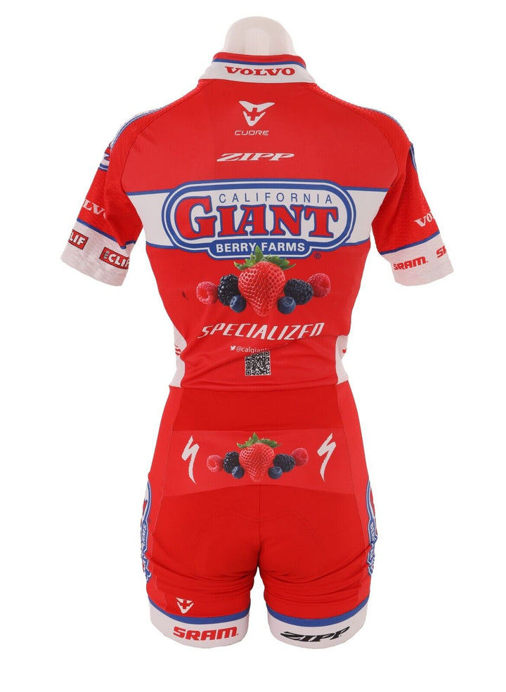 Cuore California Giant Berry Farms Cycling Short Slv Skinsuit Women SMALL Red