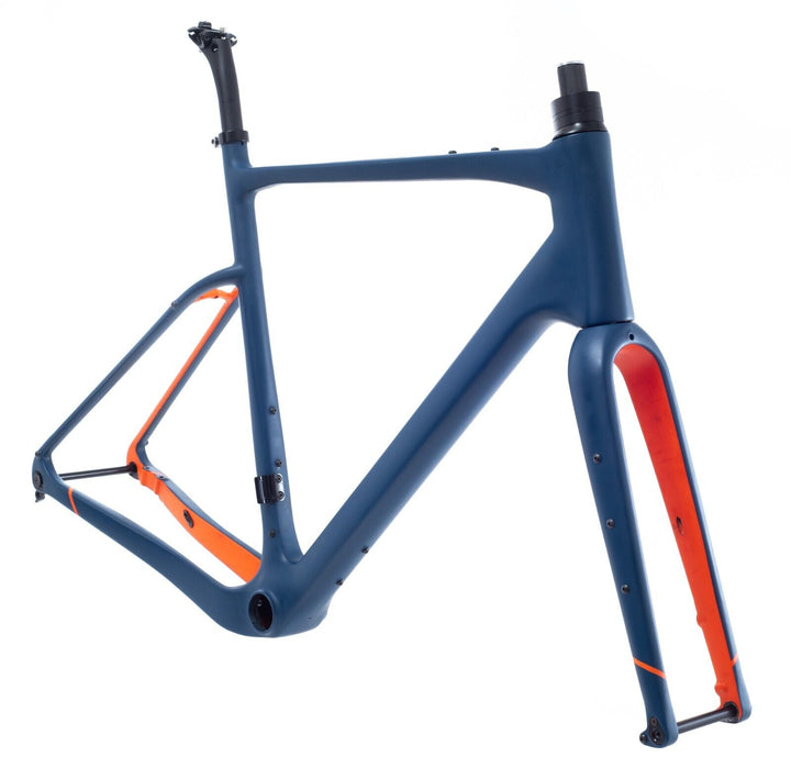 Rinasclta Aero Carbon Gravel Bike Frameset 58cm Disc/Rim Brake Blue/Orange Road