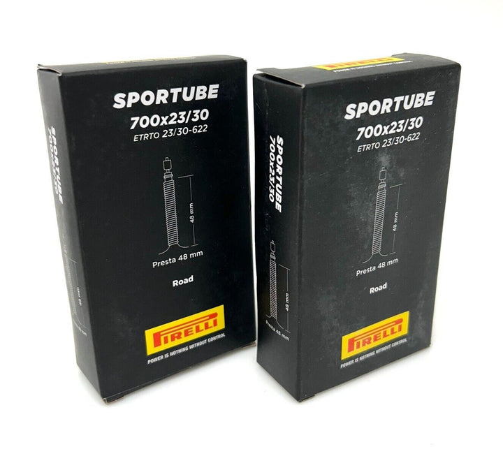 Pirelli SportTube Inner Tubes 700 x 23-30c 2 PACK 48mm Presta Road Bike Gravel