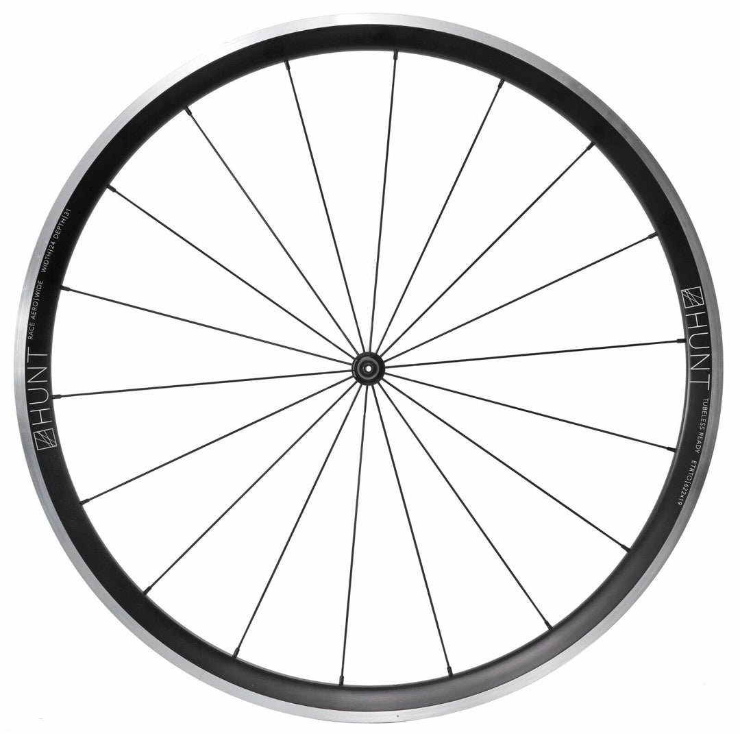 HUNT Race Aero Wide Alloy FRONT Wheel Tubeless Road Bike 700c QR Rim Race Tri TT