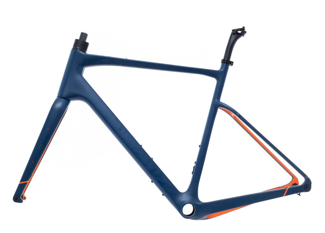 Rinasclta Aero Carbon Gravel Bike Frameset 58cm Disc/Rim Brake Blue/Orange Road