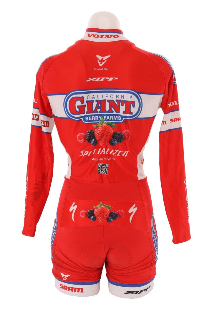 Cuore California Giant Berry Farms Long Sleeve Thermal Skinsuit Women SMALL Red