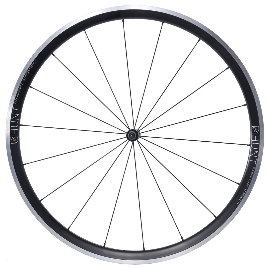 HUNT Race Aero Wide Alloy FRONT Wheel Tubeless Road Bike 700c QR Rim Race Tri TT