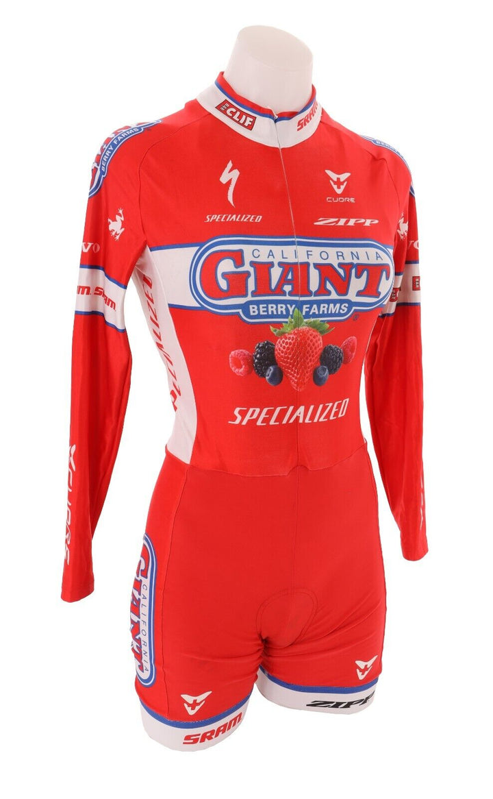 Cuore California Giant Berry Farms Long Sleeve Thermal Skinsuit Women SMALL Red