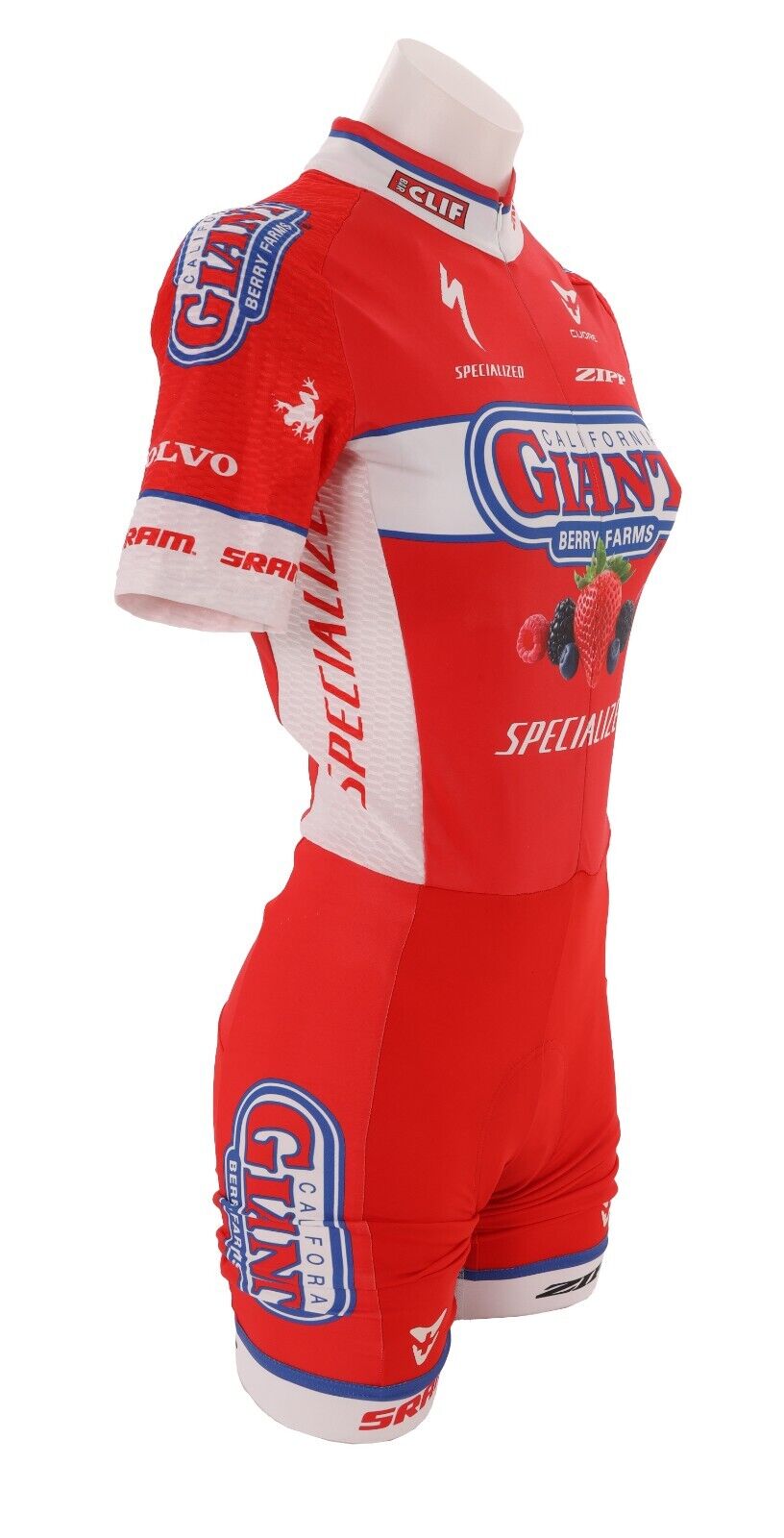 Cuore California Giant Berry Farms Cycling Short Slv Skinsuit Women SMALL Red