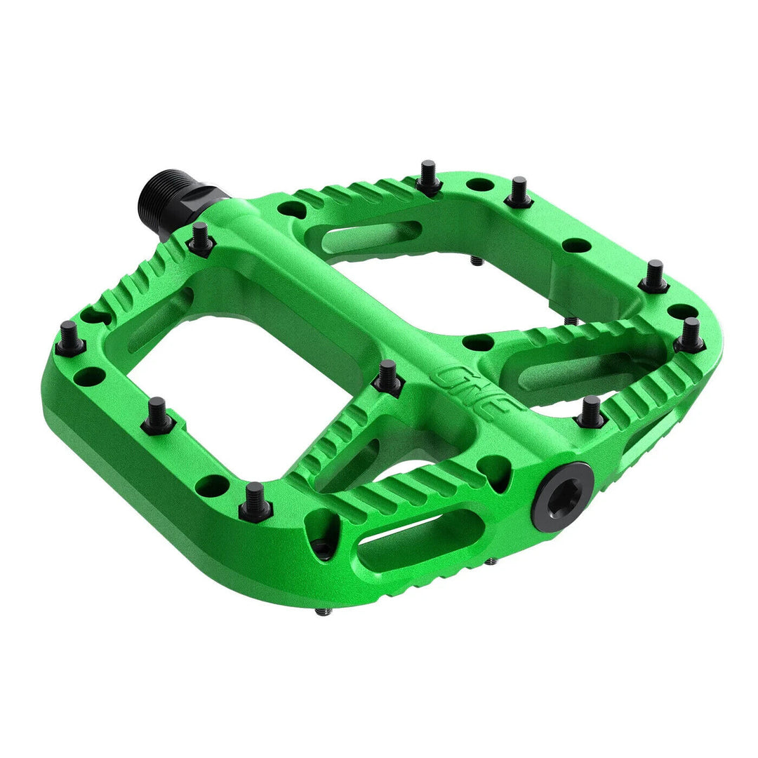 OneUp Composite Flat 10P Mountain Bike Pedals 9/16" GREEN Street Dirt Jump LARGE