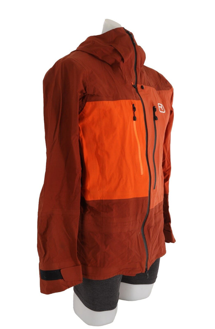 Ortovox 3L Deep Shell Hard Shell Jacket Men MEDIUM ORANGE Hooded Ski Tour Alpine