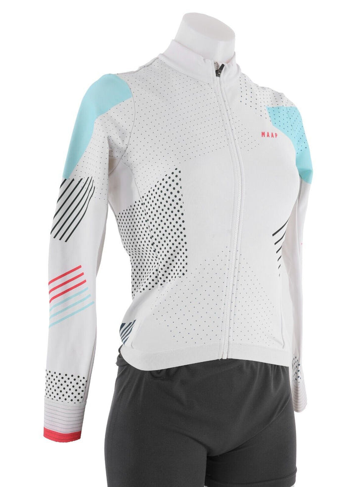 MAAP Women Thermal Long Sleeve Jersey SMALL White Road Bike Gravel Race CX MTB