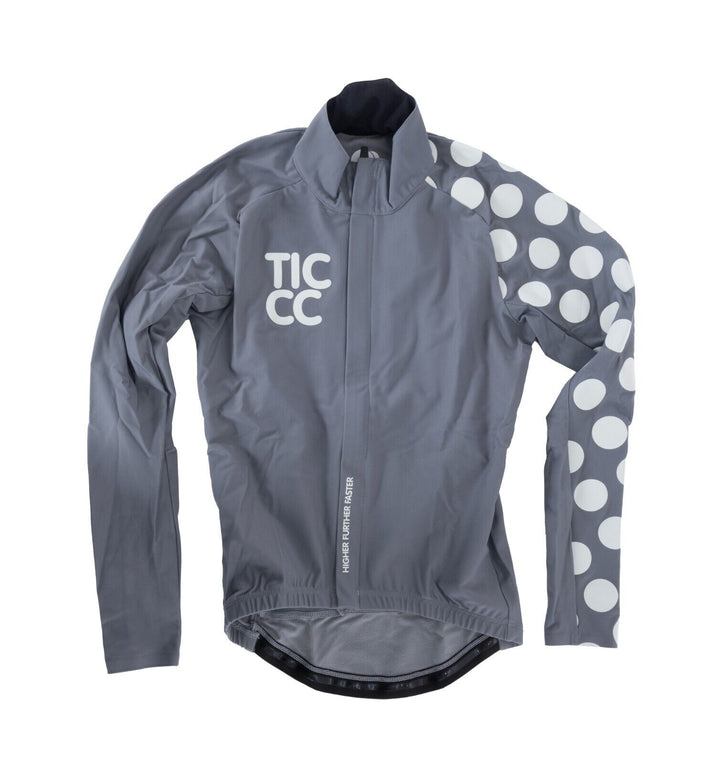 TIC CC Long Sleeve Thermal Jersey Men SMALL Gray Polka Dot Road Bike Gravel Race