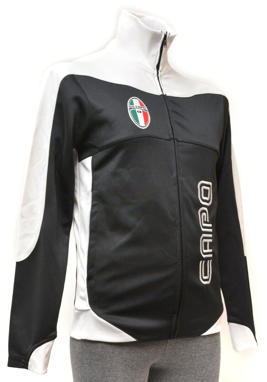 Capo Leggero Cycling Track Jacket Men SMALL Black White Road Bike Italy Casual