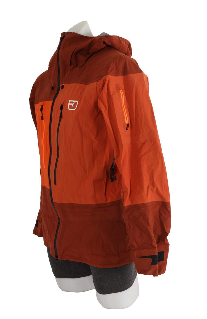 Ortovox 3L Deep Shell Hard Shell Jacket Men MEDIUM ORANGE Hooded Ski Tour Alpine