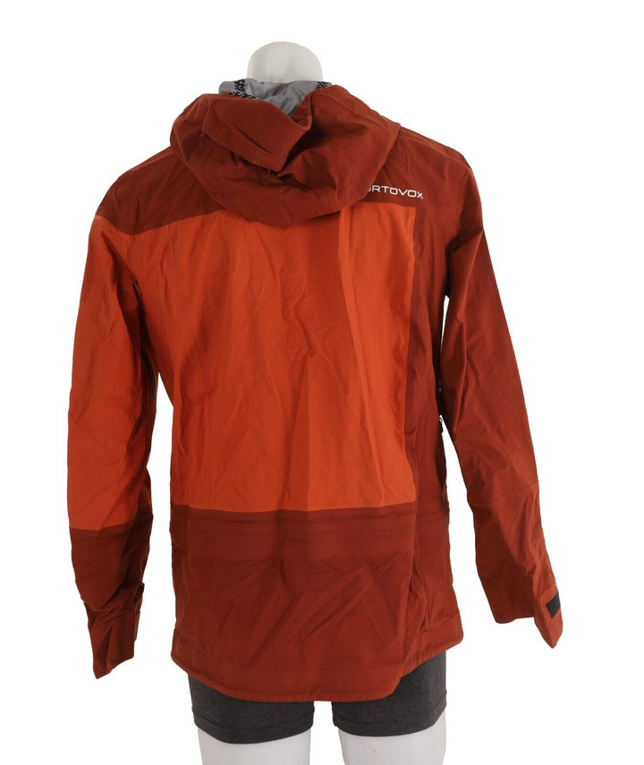 Ortovox 3L Deep Shell Hard Shell Jacket Men MEDIUM ORANGE Hooded Ski Tour Alpine