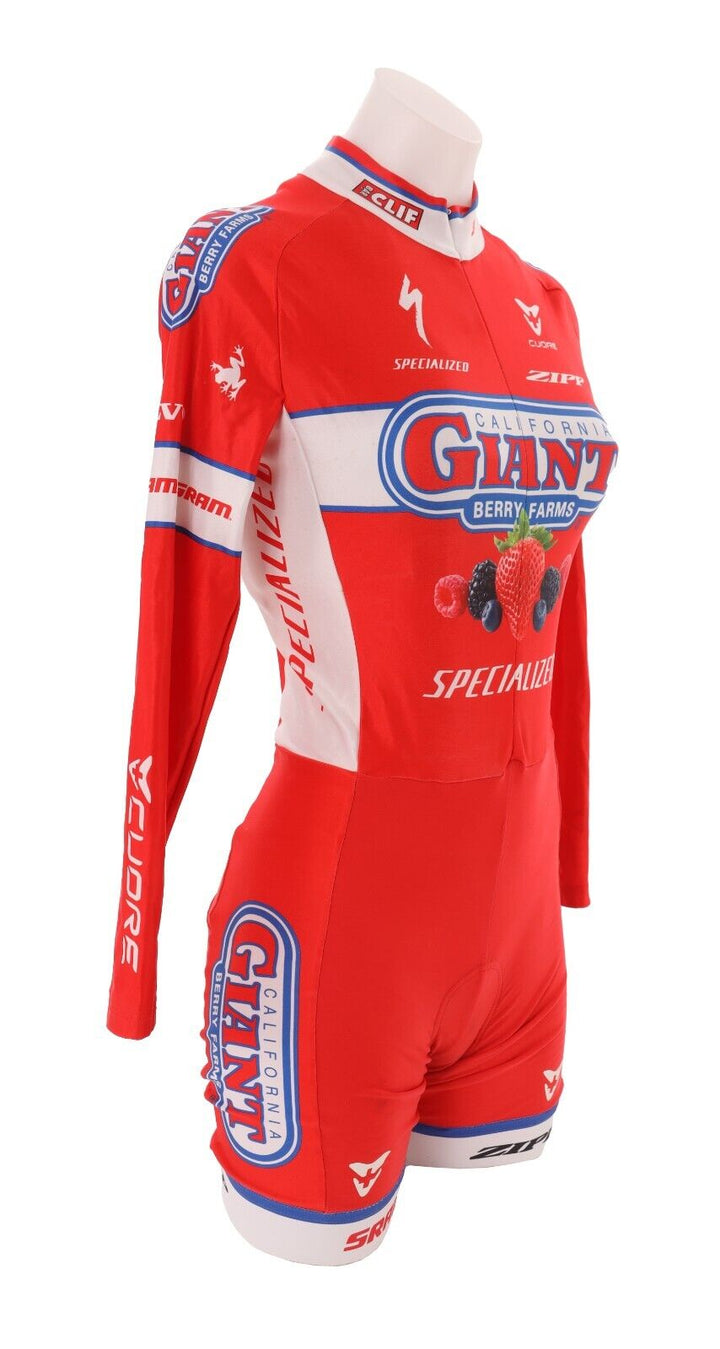 Cuore California Giant Berry Farms Long Sleeve Thermal Skinsuit Women SMALL Red