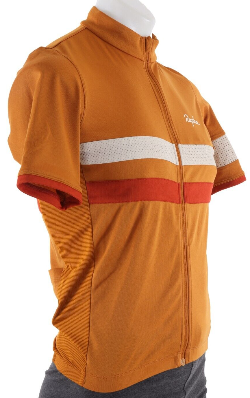 Rapha Brevet Lightweight Short Sleeve Jersey Men MEDIUM Orange Road Bike Gravel