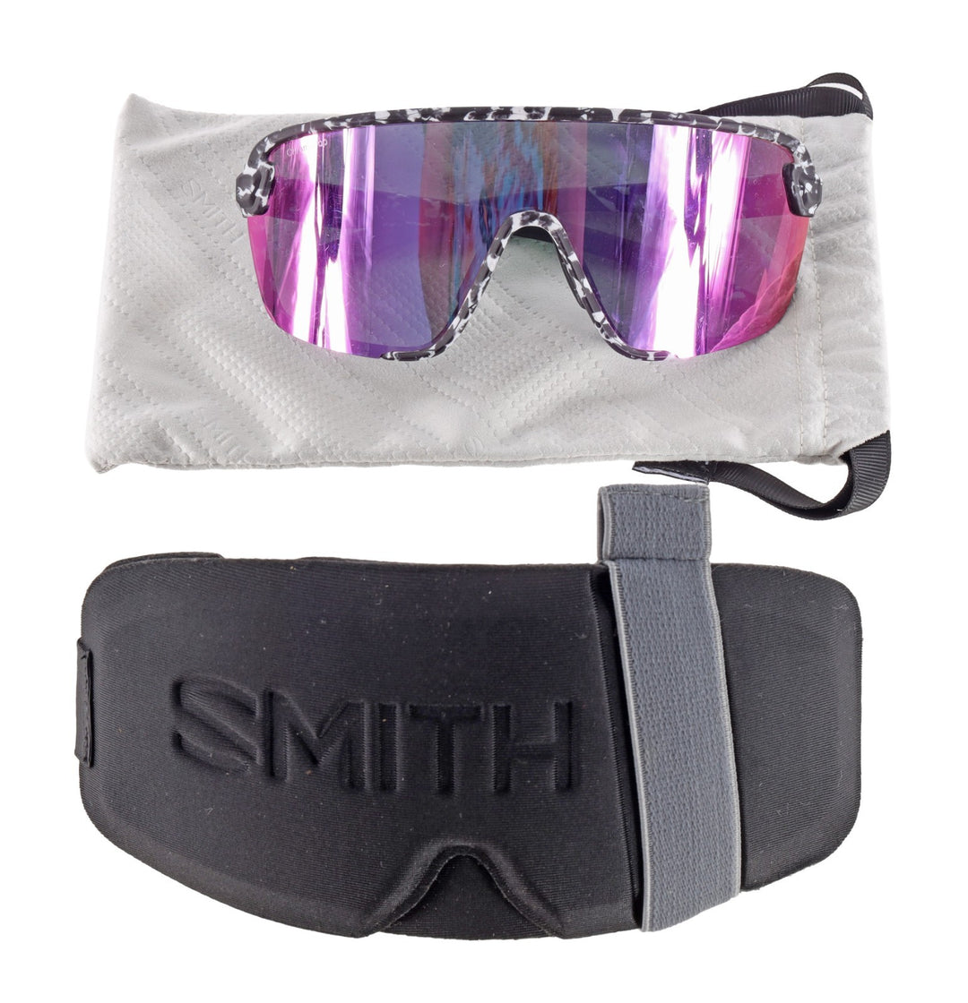 Smith Bobcat Sunglasses Black Marble Frame Violet Mirror Lens + Clear Lens