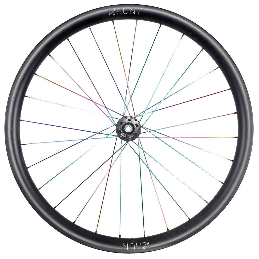 HUNT 35 Carbon Disc Tubeless Gravel Bike FRONT Wheel 12x 100mm 700c Oil-Slick CX
