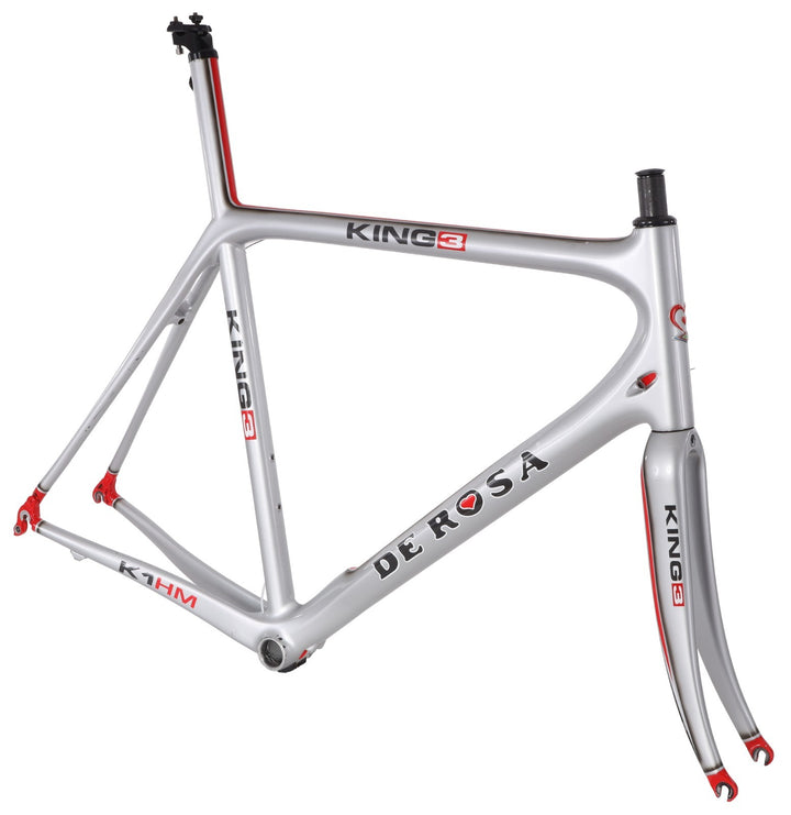 De Rosa King 3 Carbon Road Bike Frameset XXL 73cm Silver Rim Brake QR K1HM 2010