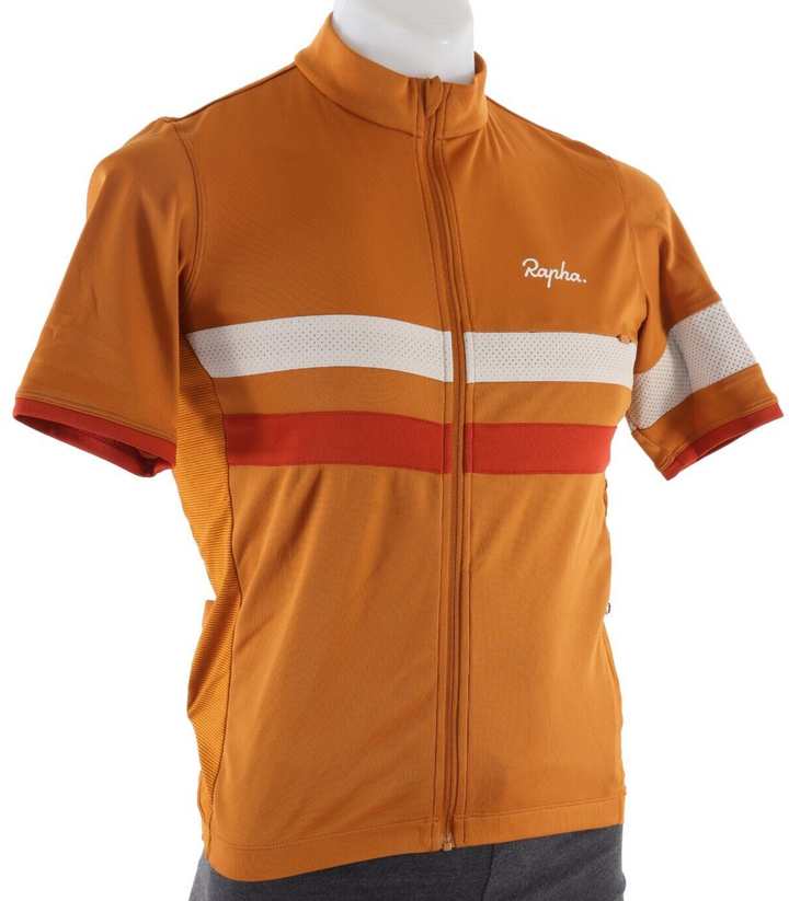 Rapha Brevet Lightweight Short Sleeve Jersey Men MEDIUM Orange Road Bike Gravel