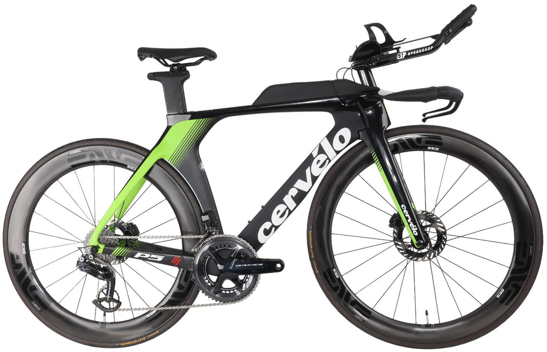 Cervelo P5 Disc Carbon Triathlon Bike 51cm BLCK/GRN 2x 11 Spd Dura-Ace Di2 2020