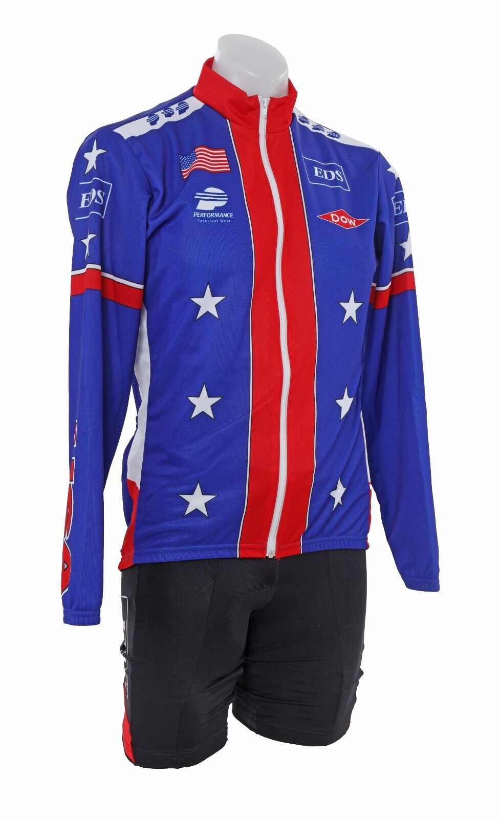 Team USA Cycling Long Sleeve Jersey Bib Short Kit Men MED Road Bike Vintage EDS