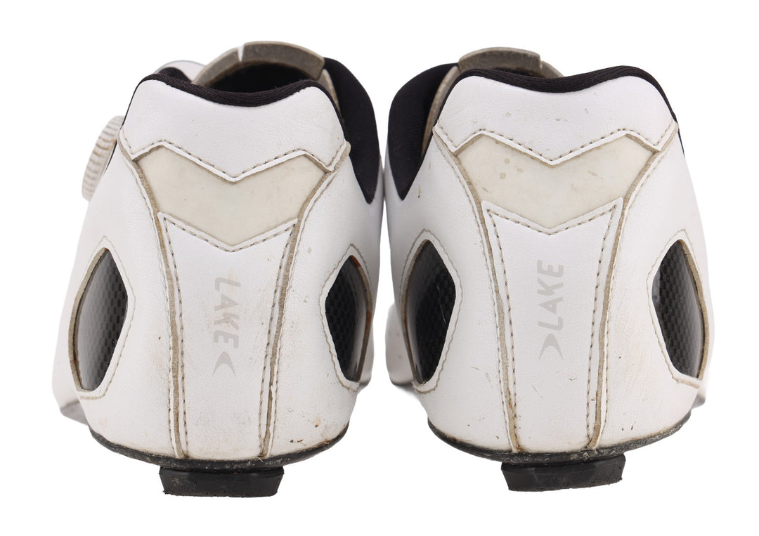 Lake CX332 Carbon Road Bike Shoes EU 47 US 13.5 Wide WHITE BOA Dial 3-Bolt Cleat