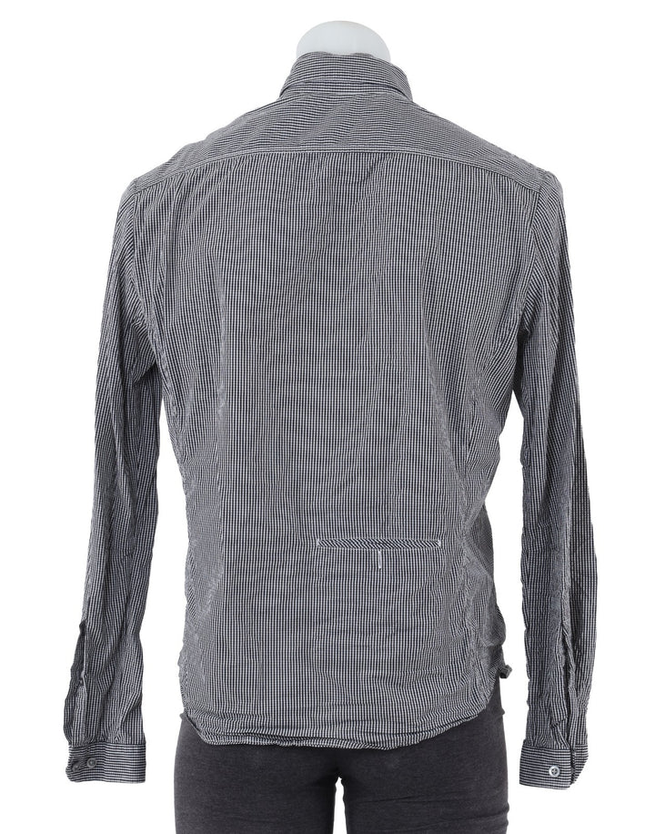 Rapha Peter Post Gingham Long Sleeve Button Down Shirt Men MEDIUM Black Cycling