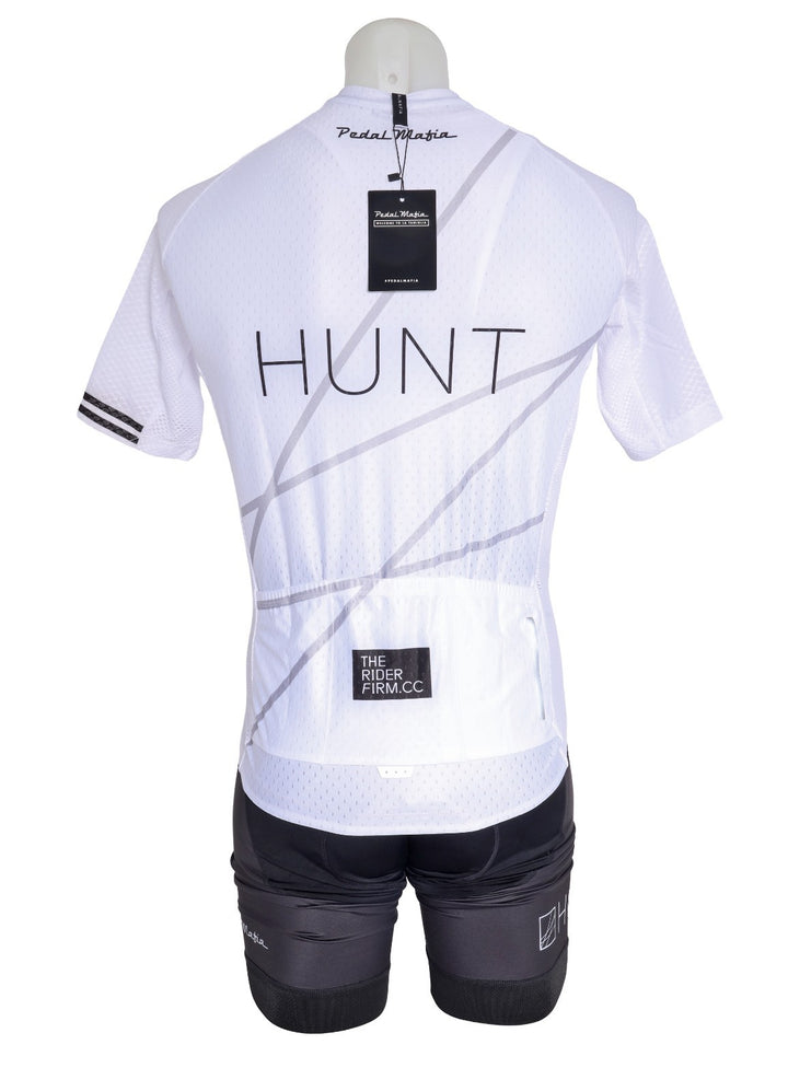 Pedal Mafia Hunt Wheels Short Sleeve Cycling Kit Men SIZES Black White Road Bike