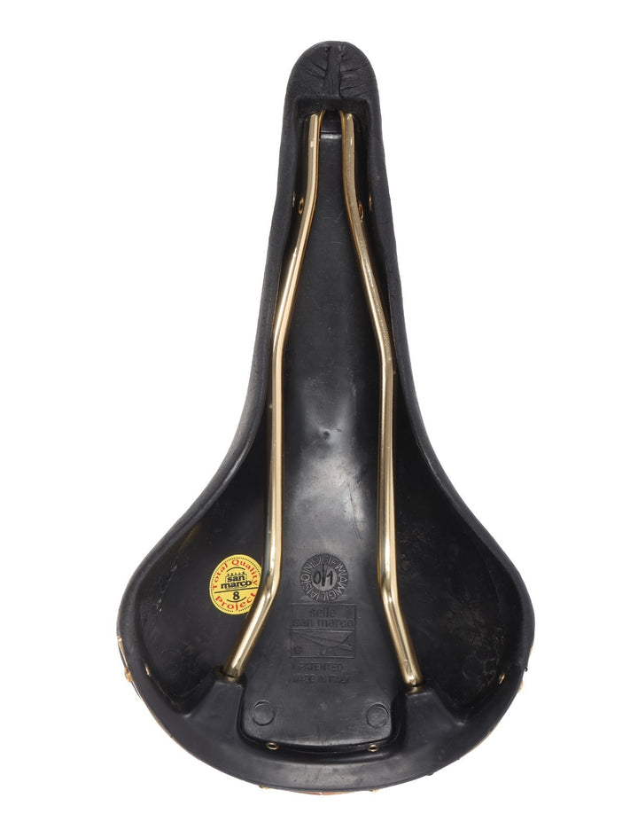 Selle San Marco Rolls Classic Bike Saddle 145mm BLACK 7x 7mm Steel Gold Vintage