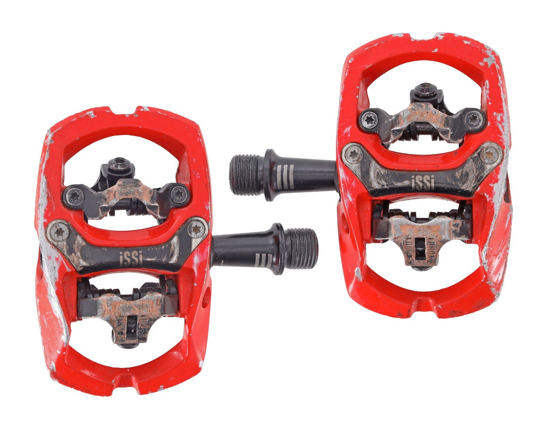 iSSi Trail III SPD Clipless Mountain Bike Pedals Red 9/16" Dual Sided 4° Float