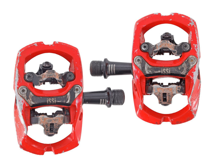 iSSi Trail III SPD Clipless Mountain Bike Pedals Red 9/16" Dual Sided 4° Float