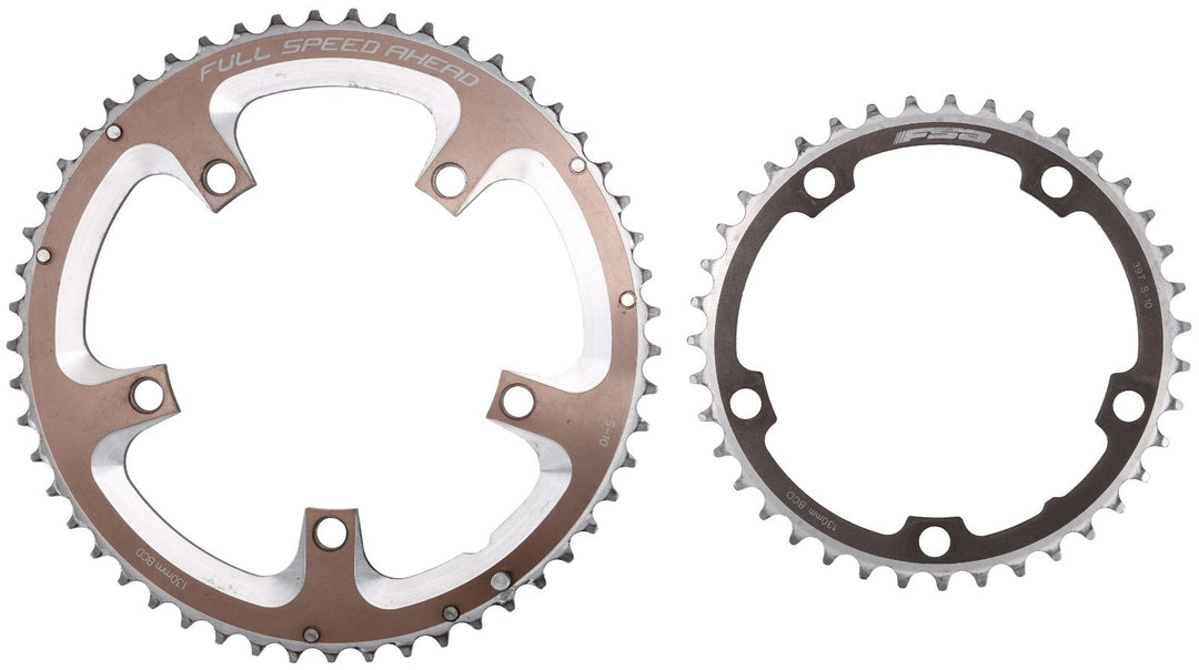 FSA S10 Road Bike 10 Speed 53/39T Chainring SET 130 BCD Silver/Black 5-Bolt Race