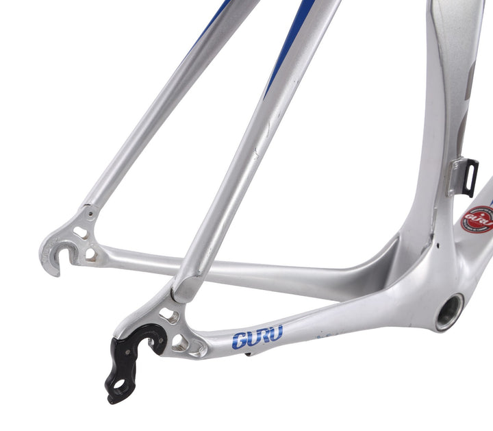 Guru Crono Carbon Triathlon TT Bike Frameset QR Rim Brake 54cm Silver/Blue 700c