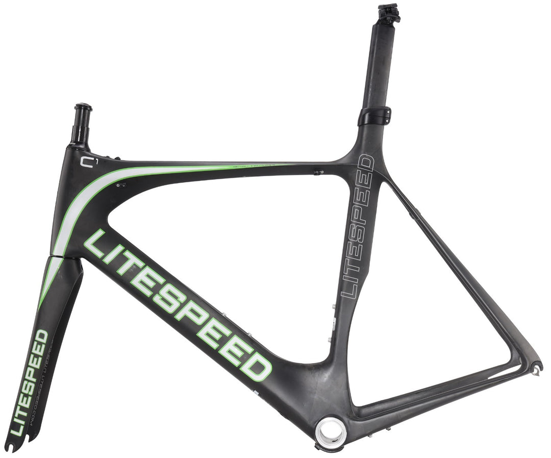 Litespeed C1 Carbon Road Bike Frameset XL Nude/White/Green 700c QR Rim Aero 2013