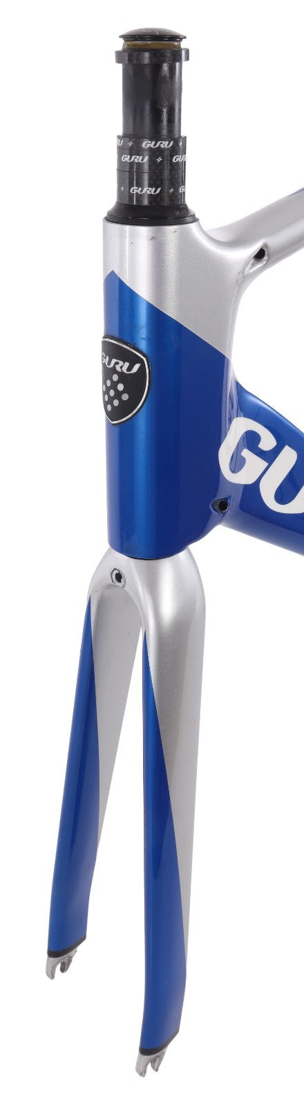 Guru Crono Carbon Triathlon TT Bike Frameset QR Rim Brake 54cm Silver/Blue 700c
