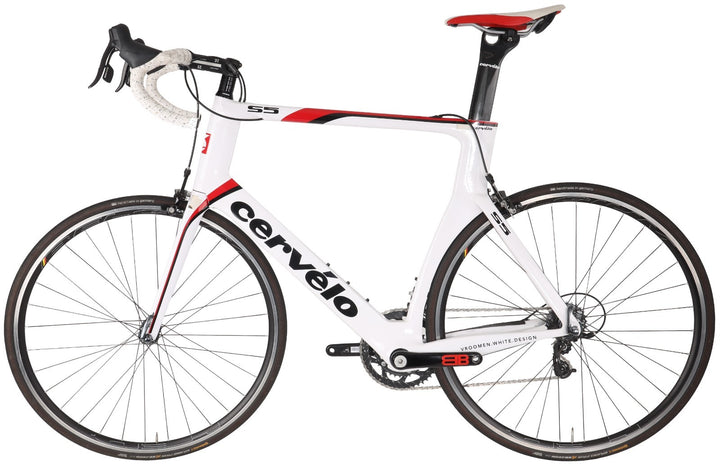 Cervelo S5 Team Carbon Road Bike 2x 10 Speed 61cm SRAM WHITE 700c Rim QR 2012