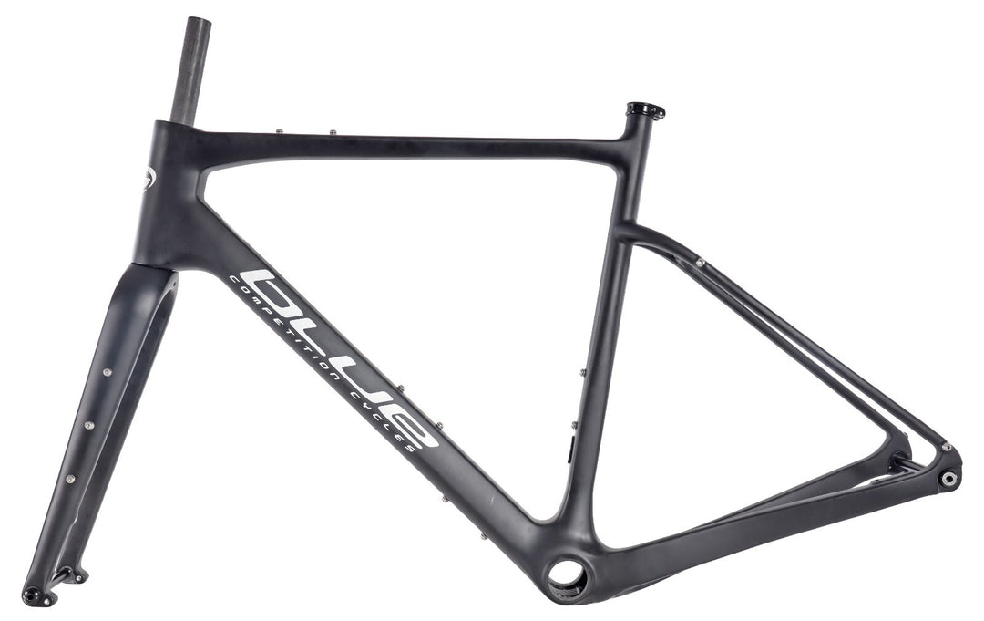 blue cycles Carbon Gravel Bike Frameset 56cm BLACK Flat Mount Disc Thru-Axle