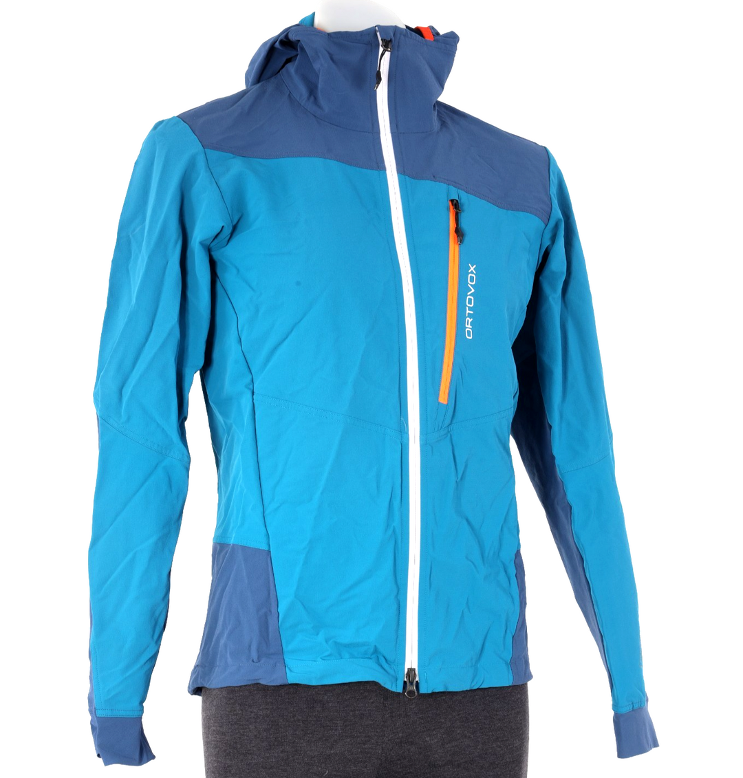 Ortovox Pala Hooded Merino Wool Jacket Men MEDIUM Blue Climbing Hiking Trail