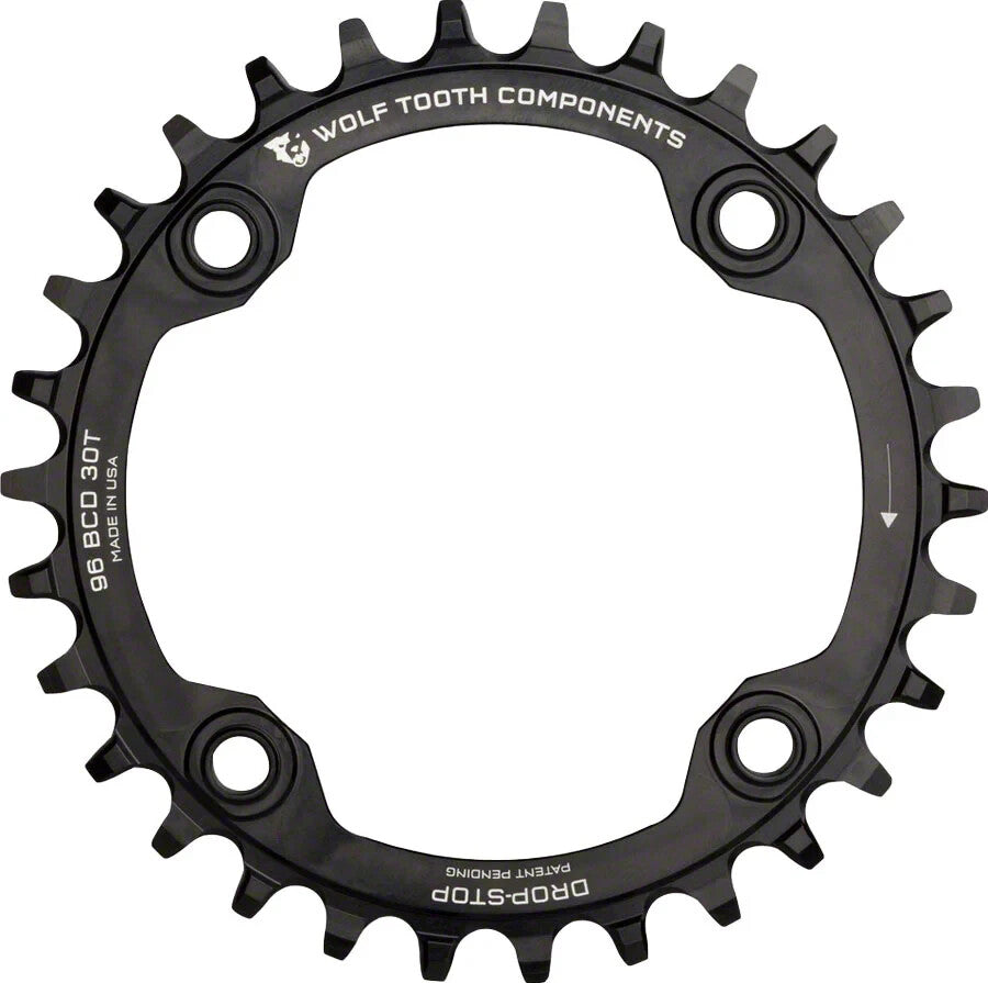 Wolf Tooth 1x 12s Drop-Stop 96 BCD Symmetric Shimano MTB Chainring 34T 4 Bolt XC