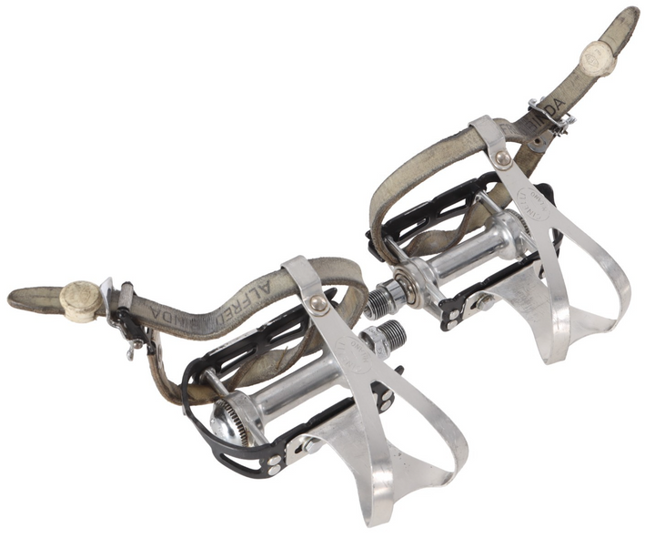 Campagnolo 1037/a Record Strada Superleggeri Road Bike Pedals 9/16" w/ Toe Clips