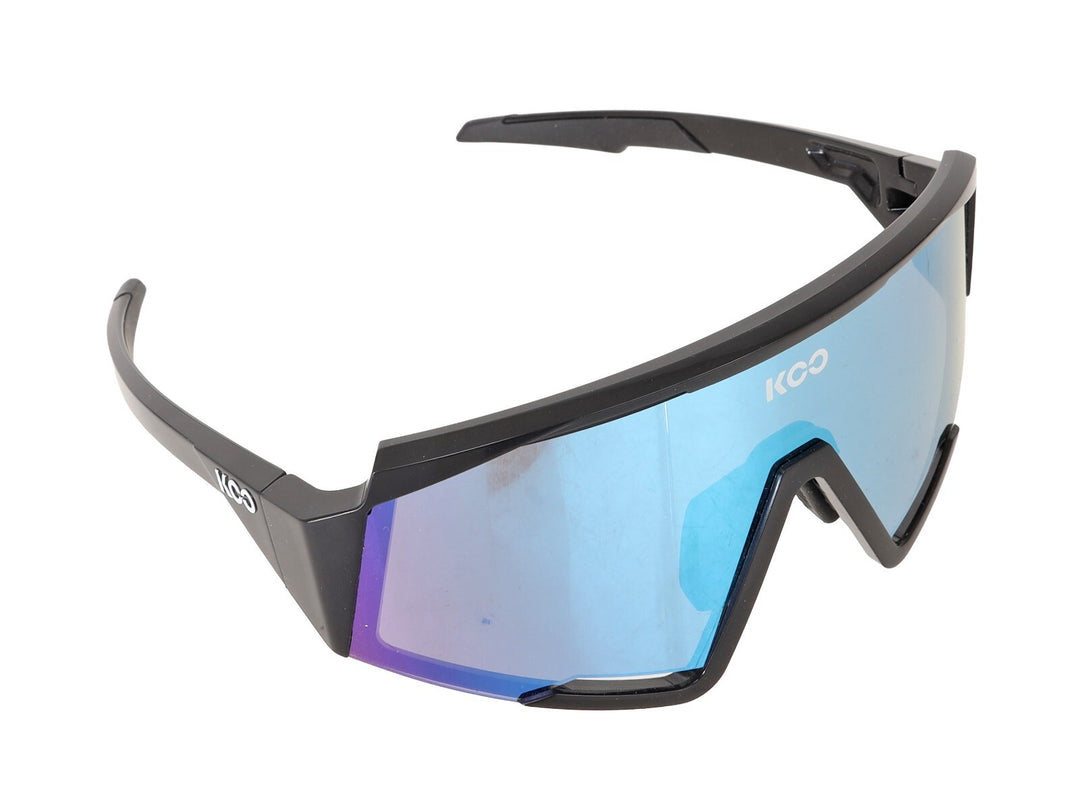 KOO Eyewear Spectro Cycling Sunglasses Black Blue Mirrored Lens Bike Road Gravel