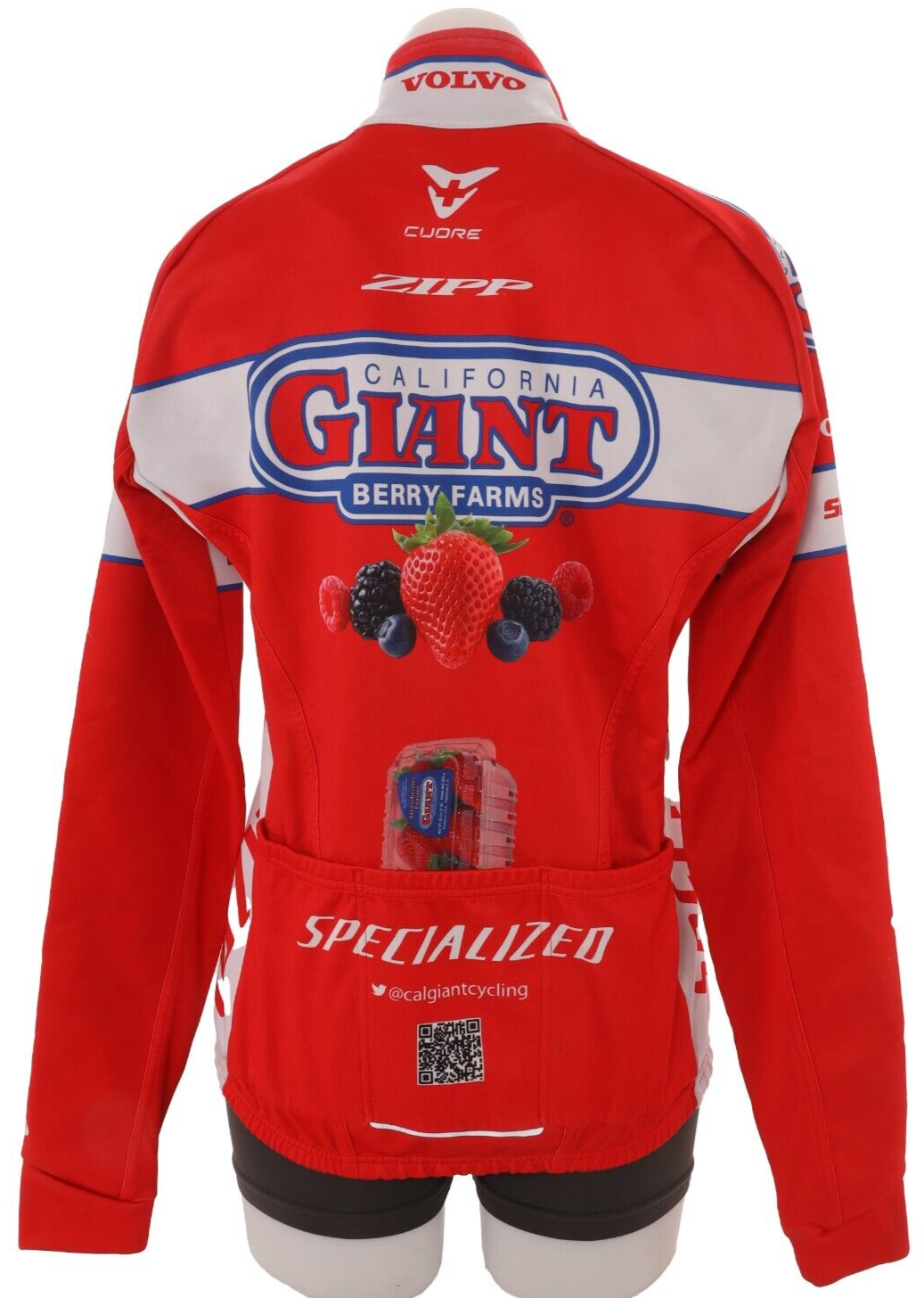 Cuore California Giant Berry Farms Cycling Short Slv Kit Women SM/MD Jacket Zipp