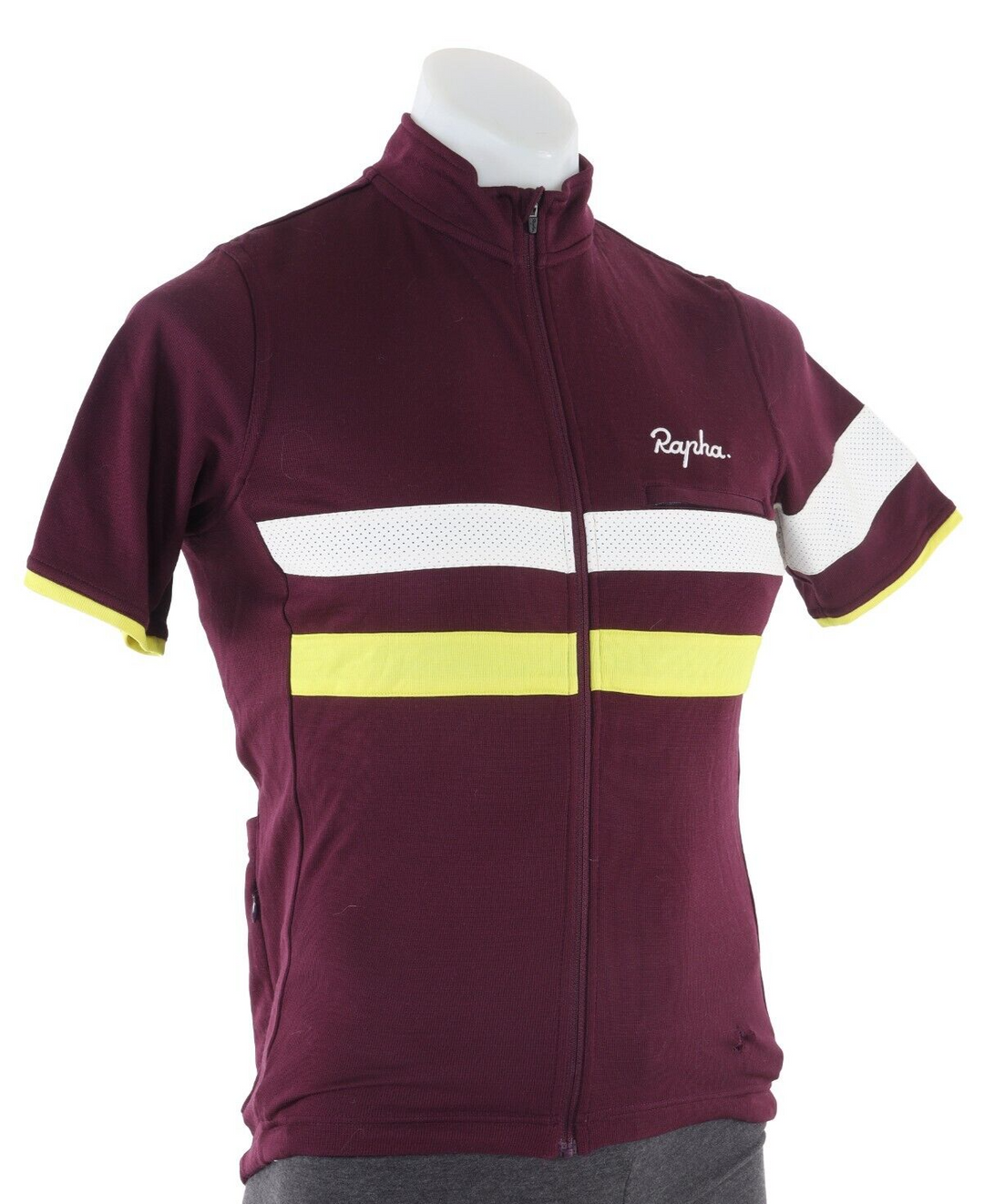 Rapha Brevet Short Sleeve Jersey Men MEDIUM Burgundy Road Bike Gravel CX Merino