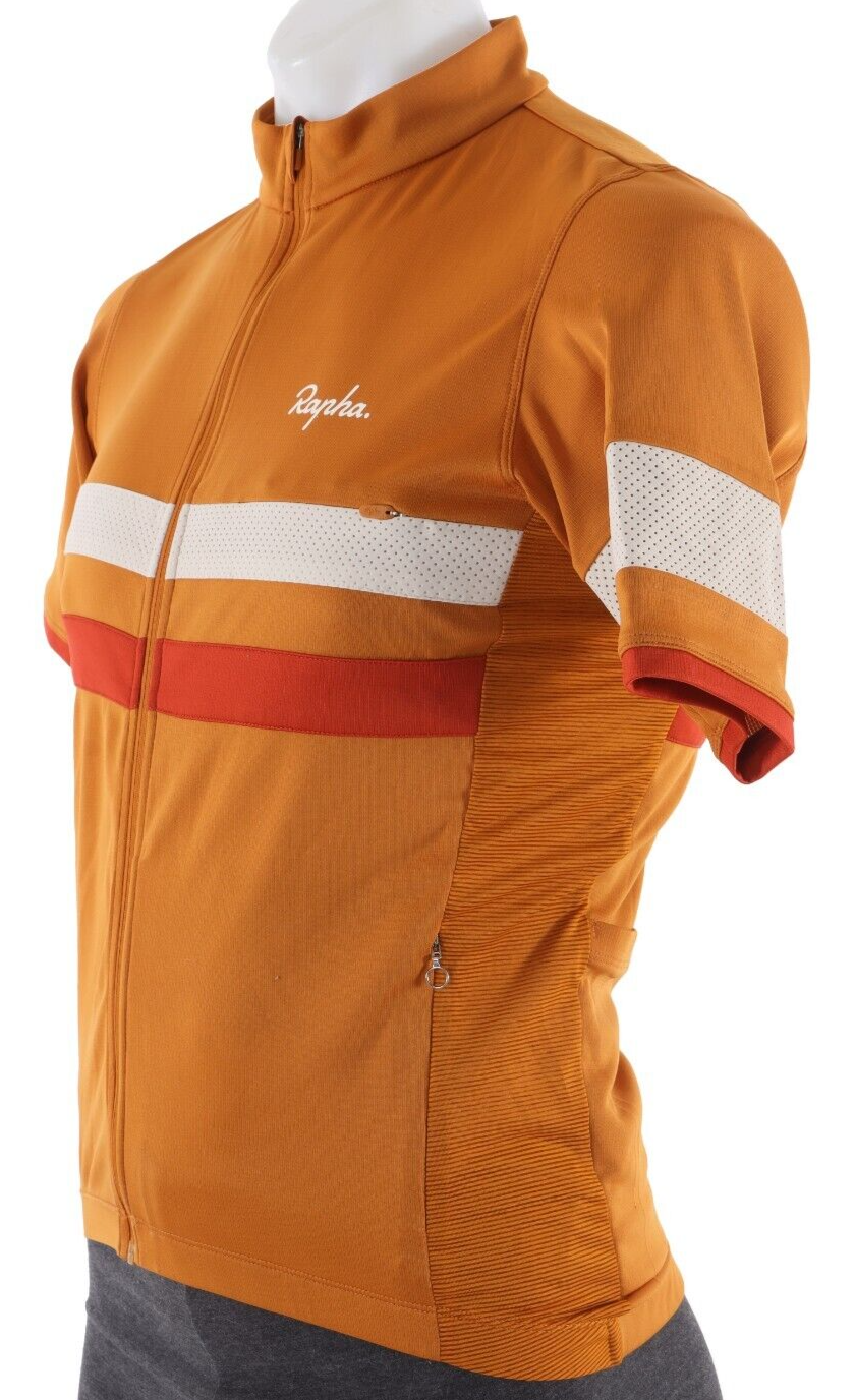 Rapha Brevet Lightweight Short Sleeve Jersey Men MEDIUM Orange Road Bike Gravel